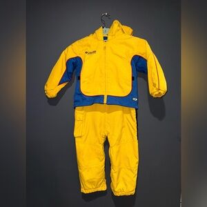 Vintage 90s Columbia Toddler Snowsuit Mother Boyle 2-Piece Yellow Blue 4T/5T